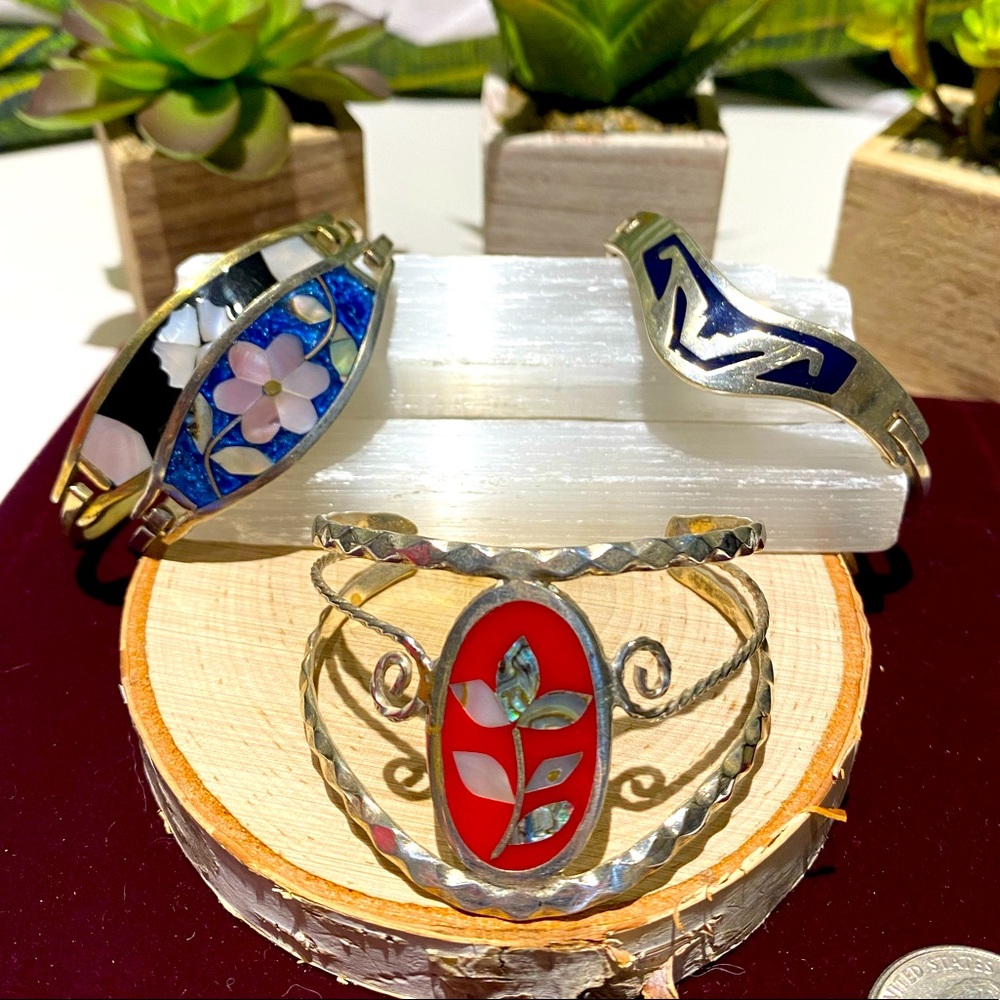 Vintage Alpaca Mexico Bracelet Bundle of 4! ♥️💙🖤